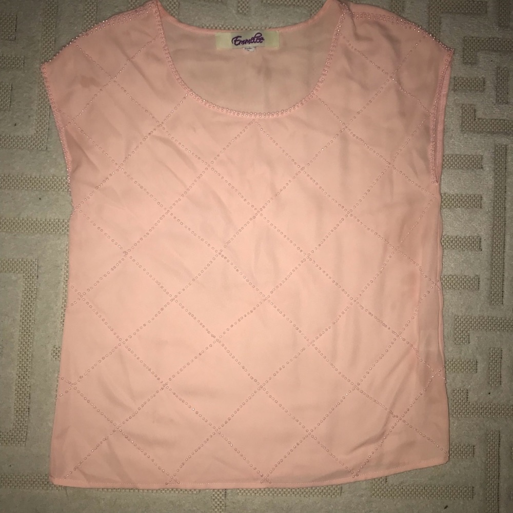 Beaded capsleeve blouse